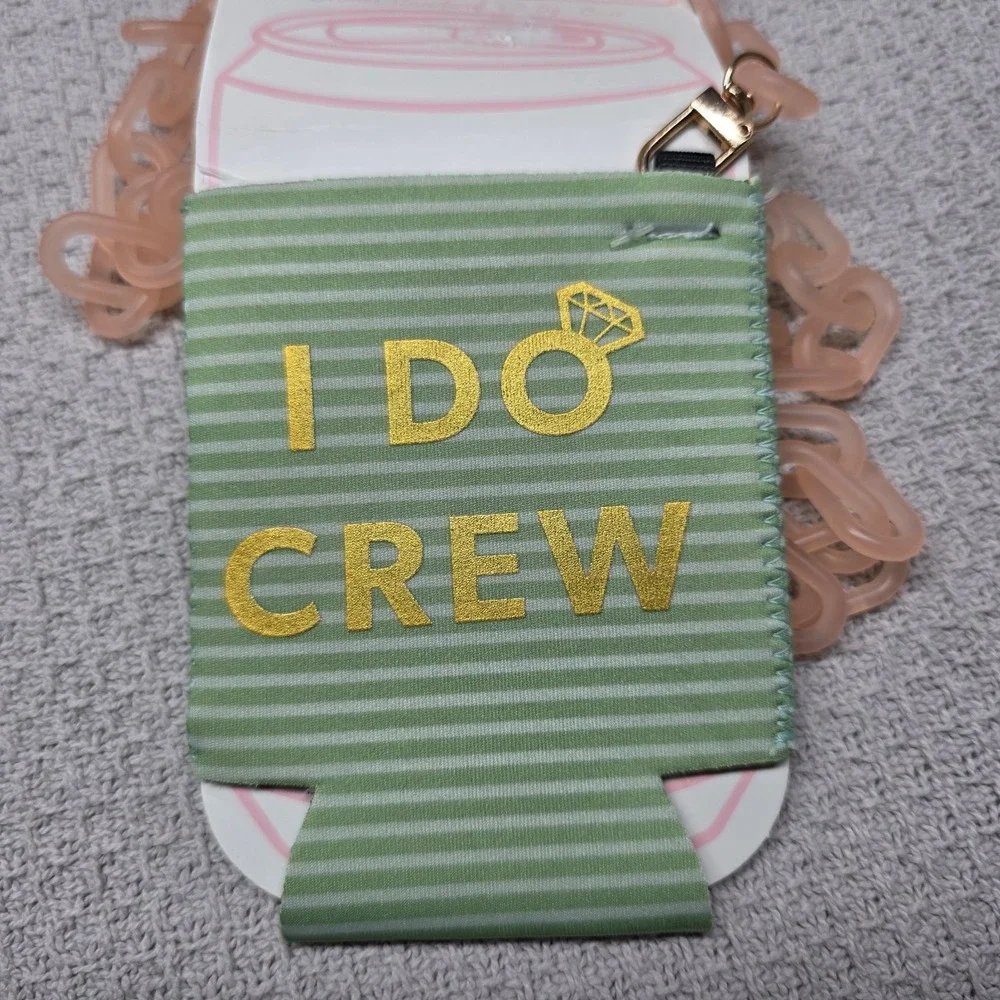 Vivitar I Do Crew Can Cooler Pink Chain Green White Gold Striped KH-MS34-CR